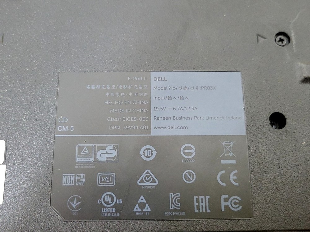 DELL PRO3X 0CPGHK Docking station SEE NOTES