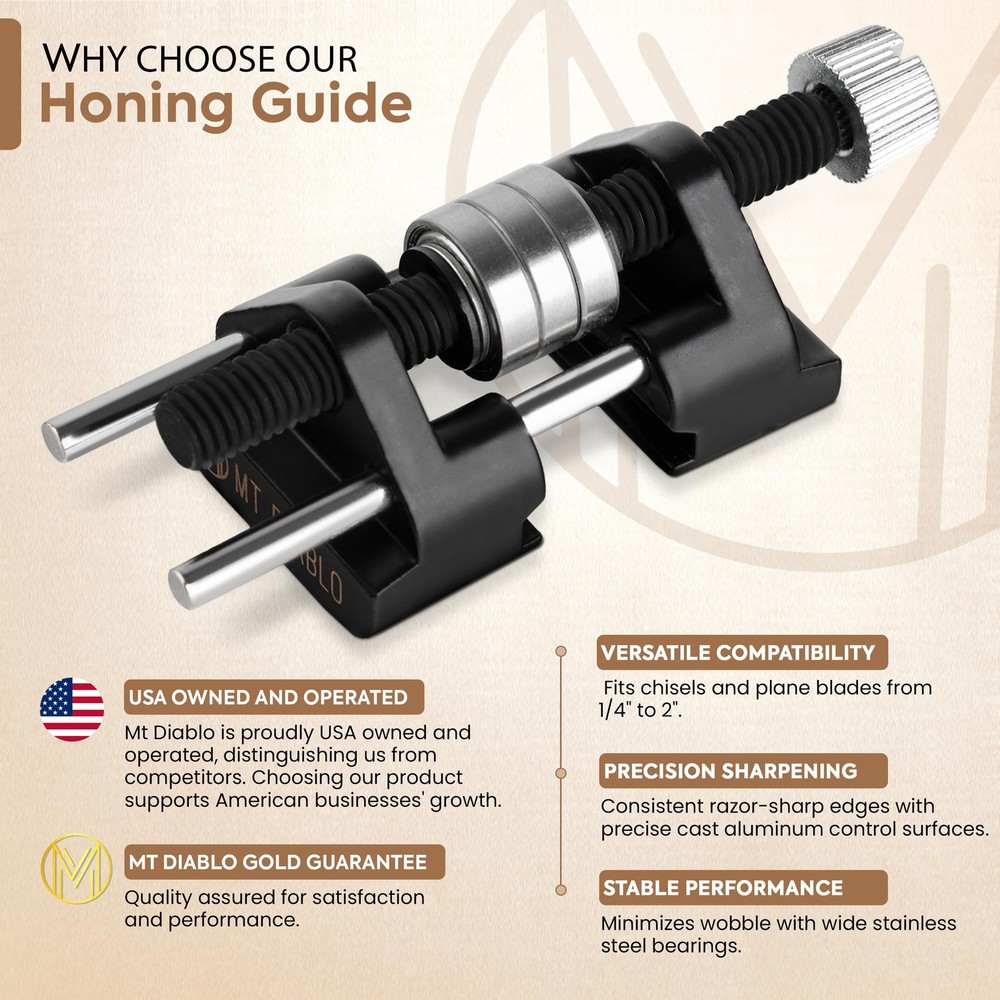 Mt Diablo Chisel Sharpening Kit Precision Honing Guide for 1/4" to 2" Chisel...