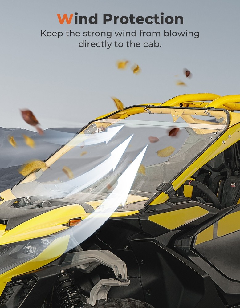 UTV Front Full Windshield Scratch Resistant for Can Am Maverick R MAX 2024-2025