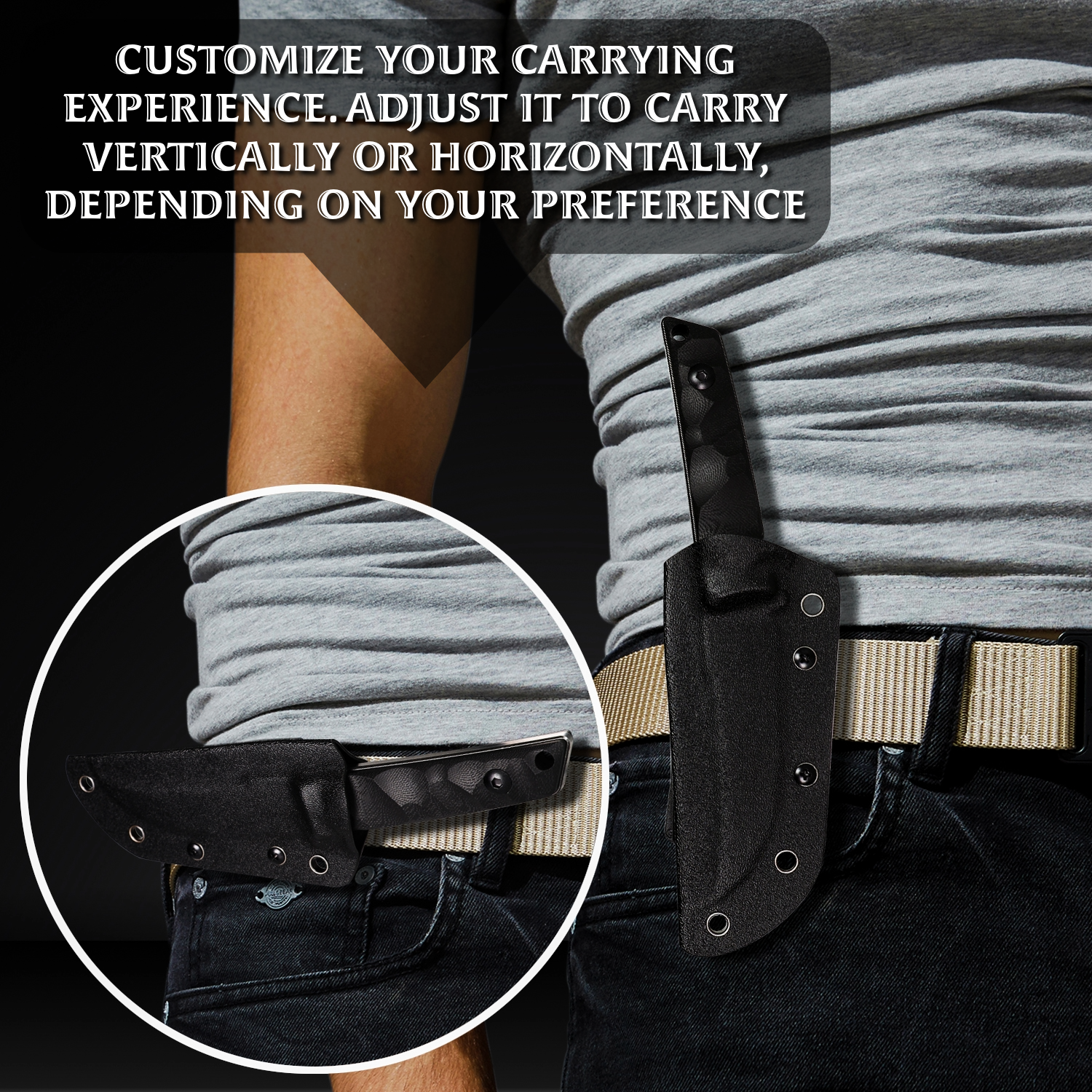 Oerla Straight Knife Fixed Blade Fine Edge Blade G10 Handle and Kydex Sheath