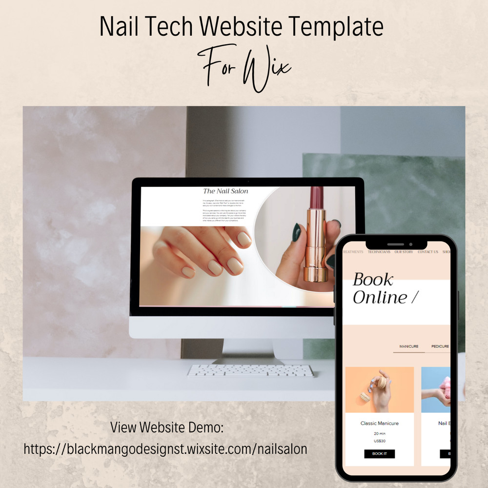 Premade Nail Website Template, Nail Tech Website Design, No coding require, Easy