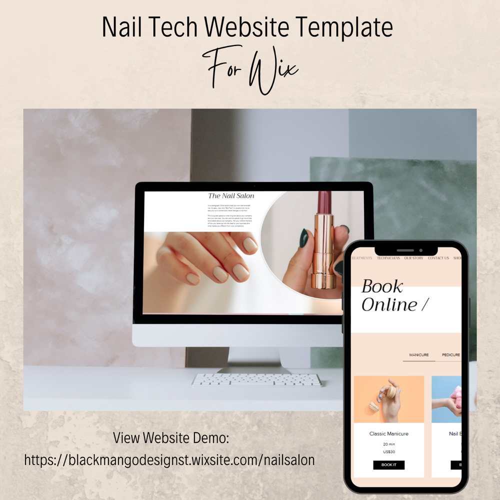 Premade Nail Website Template, Nail Tech Website Design, No coding require, Easy