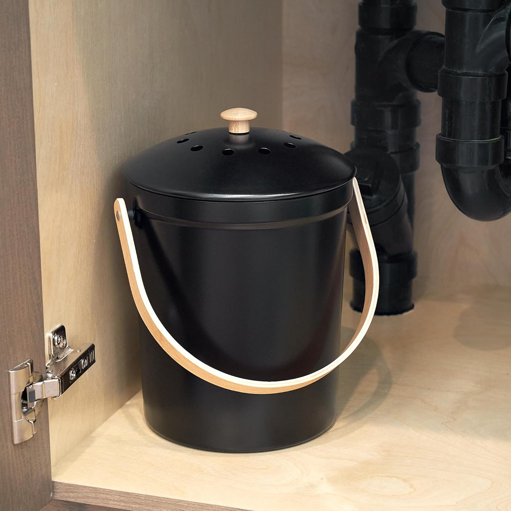 Beautiful Kitchen Compost Bin with Smell Proof Lid - Rust Proof and Odorless Com