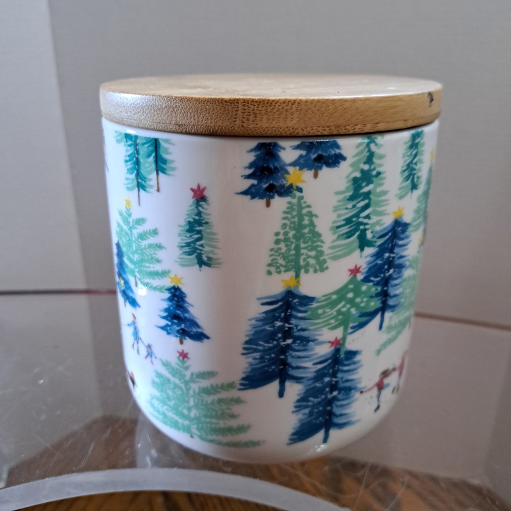Storage Jar 5.5'' Tall Winter Skier Design Thru Trees