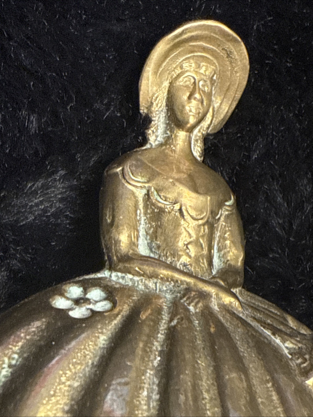 Vintage 1920's Brass Crinoline Lady Bell Victorian Lady figure statue