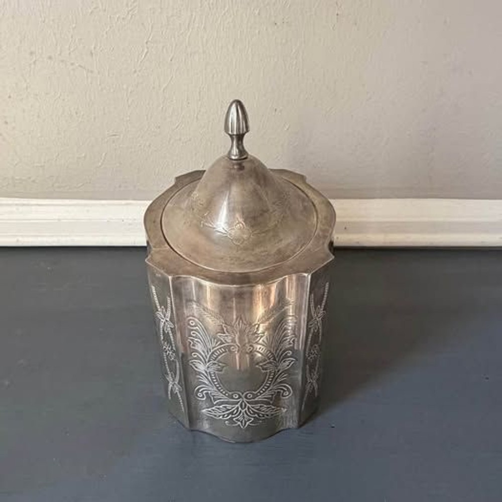 Vintage Silver-plate Lidded Lined Trinket Box