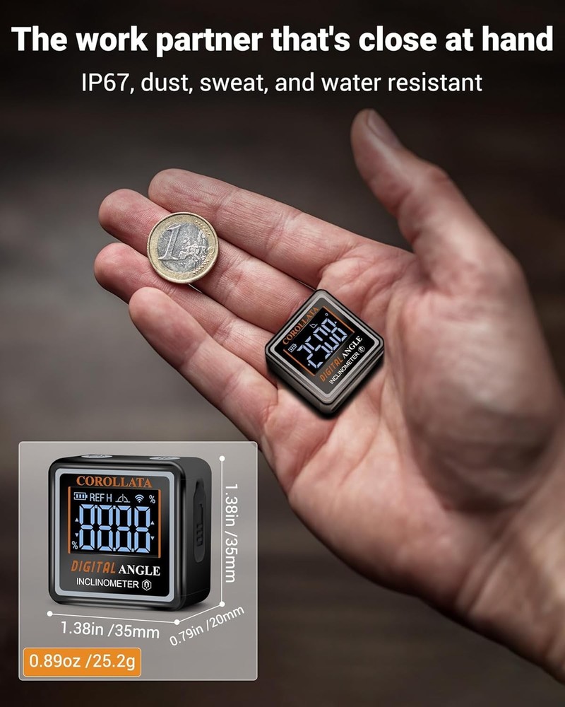 Ultra Small Digital Angle Finder Magnetic Level, Rechargeable Angle Cube, Table