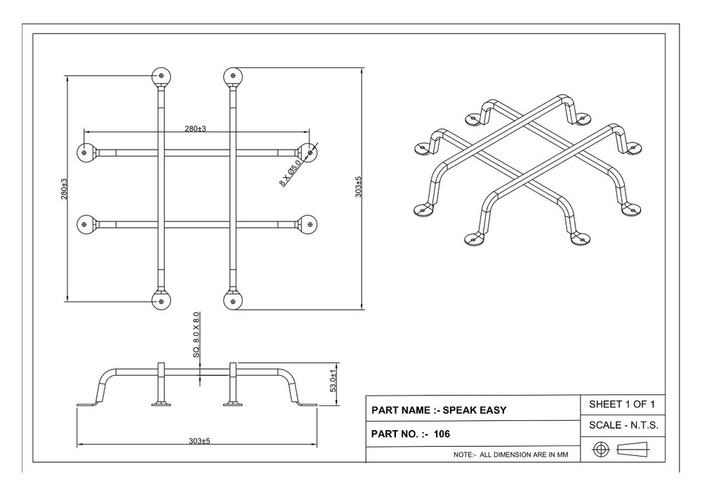 Gate Speakeasy Grille Iron Single Square Design 106