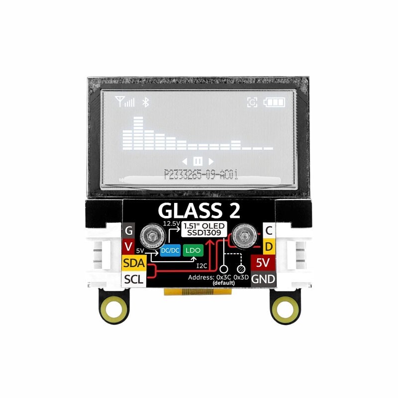 M5Stack Glass2 Unit 1.51" OLED Extended Screen Unit for SSD1309 Driver Solution