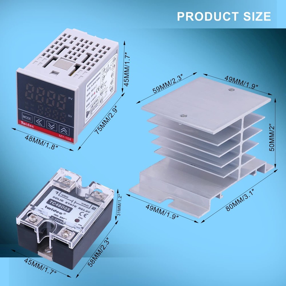 Twidec/MV100-B10 Digital Display PID Temperature Controllers 25DA, black,gray