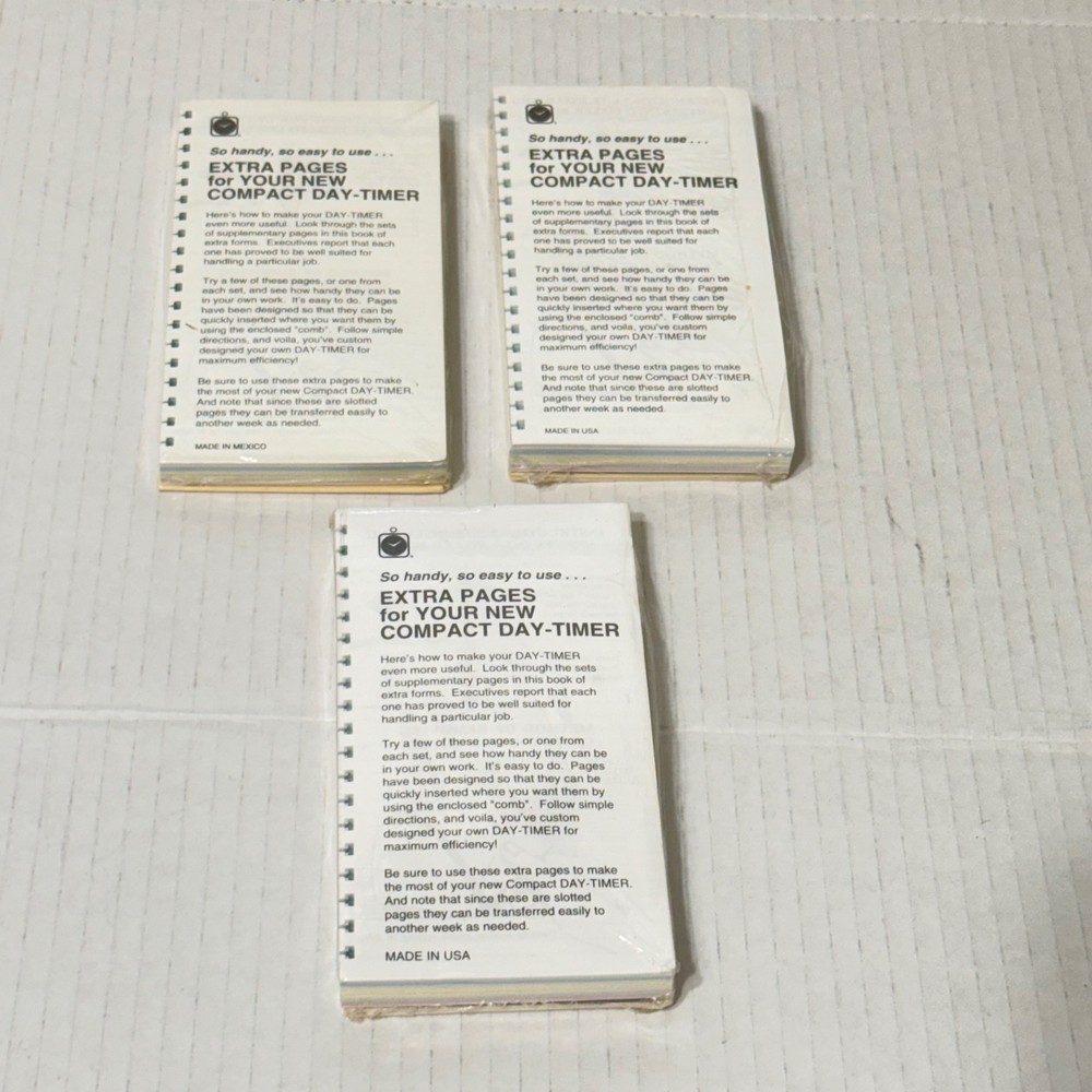 Day-Timer Organizer-Assortment Extra Pages COMPACT SIZE Planner Refill 3 Avail.
