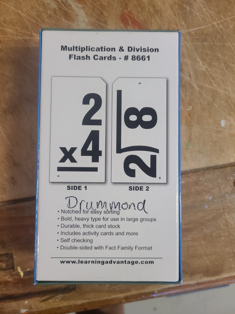 Various Multiplication/Division Flash Cards & Division Bingo - 6 Boxes