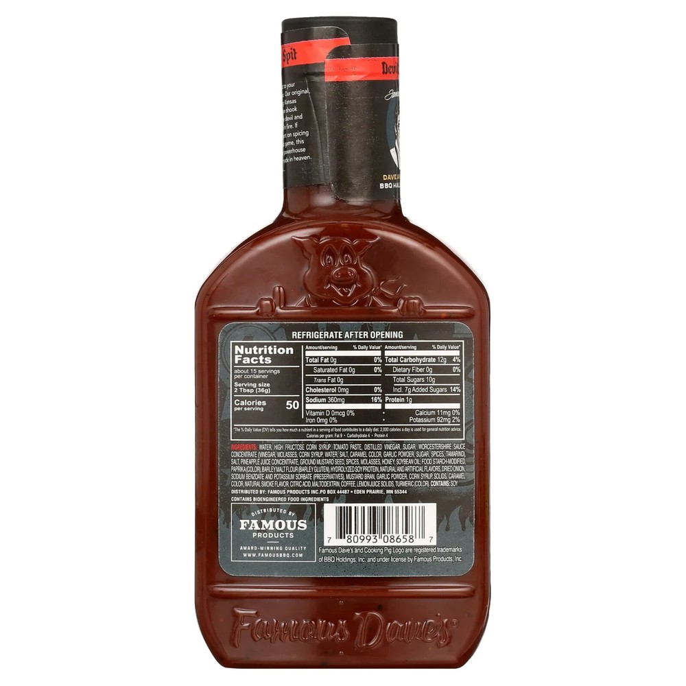 (4 pack) Famous Dave's Devil's Spit BBQ Sauce, 19 oz