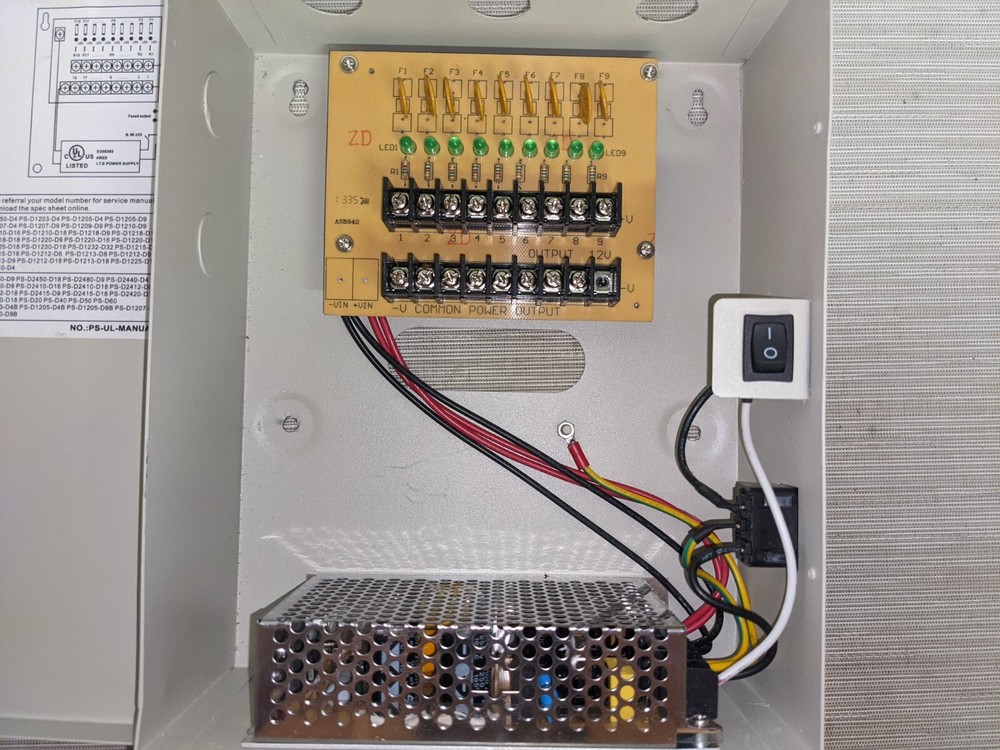 Black Hawk 9 Channel CCTV Camera Power Supply Box (7A)