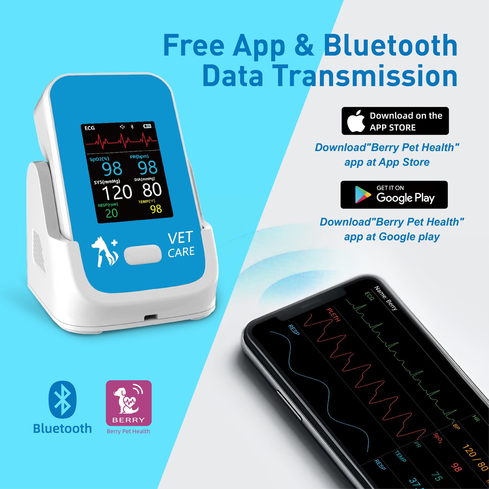 Veterinary Blood Pressure Monitor for Dog & Cat Animal Vital Signs Monitor
