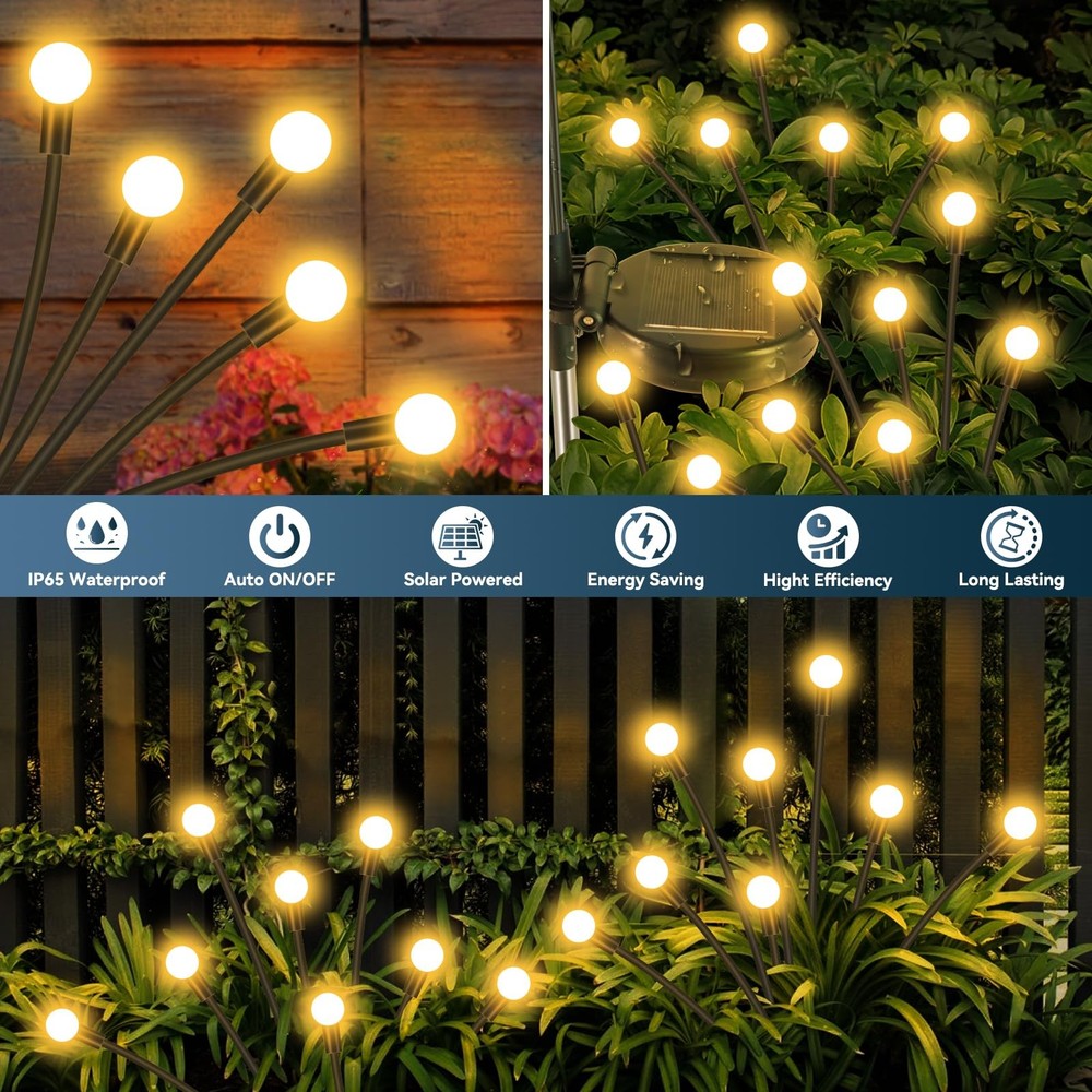 Solar Garden Lights 8 LED, 2 Pack