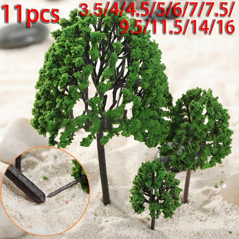 11Pcs Tree Model Mixed Size Artificial Trees Train Railway Diorama Layout Decor