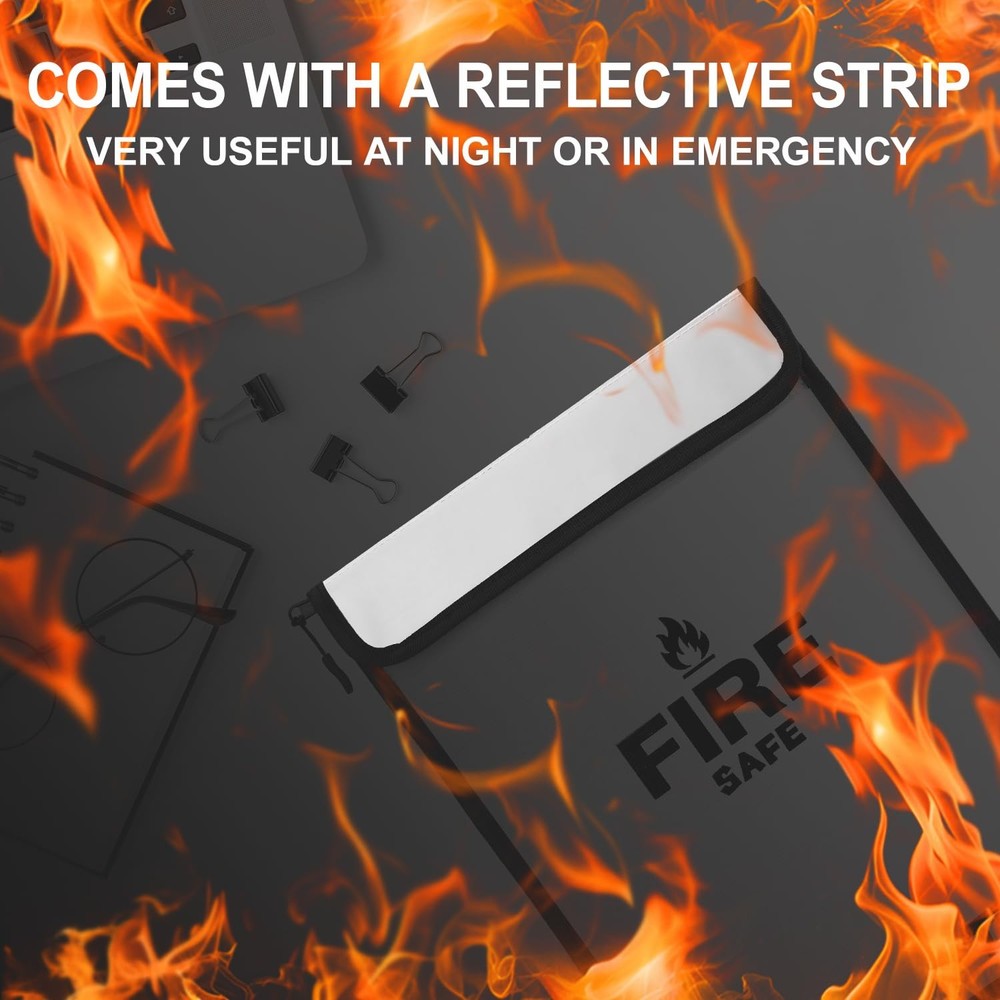 TIPTAP Fireproof Document Bag with Two Pockets, 11x15IN Waterproof Silver