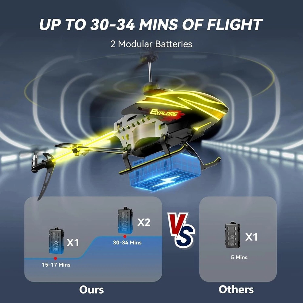 Stunning LED Remote Control Helicopter with 30 Mins Flight & Easy Controls