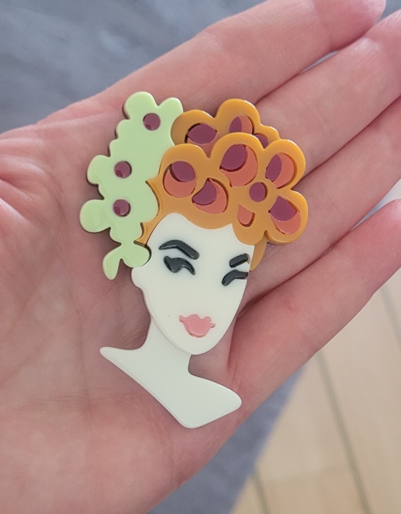 Acrylic Lady brooch
