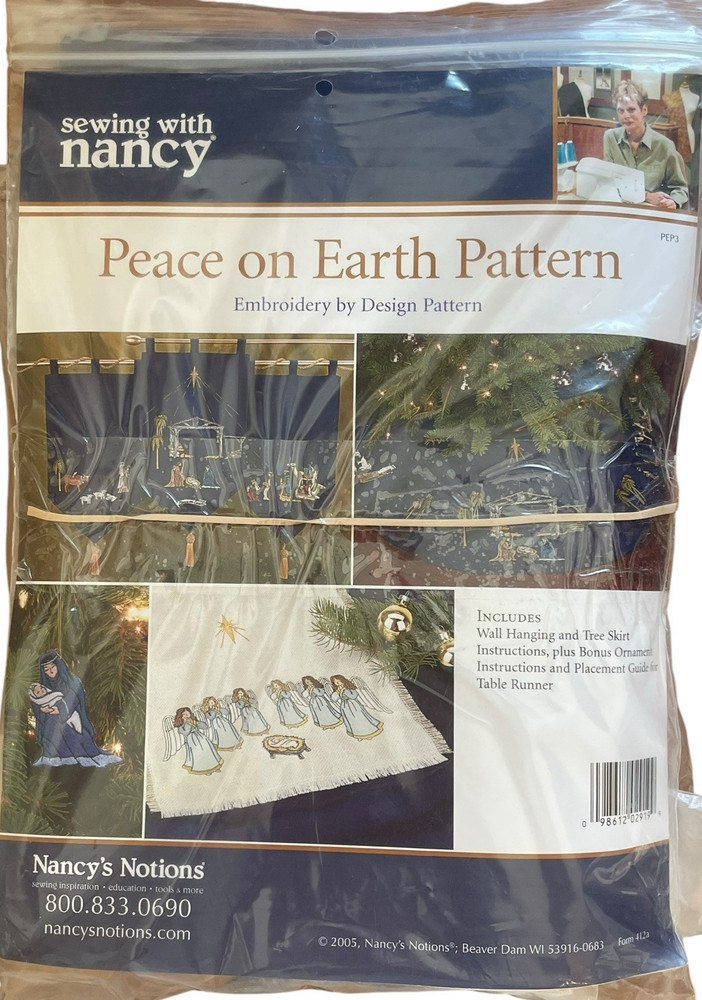 SEWING WITH NANCY Peach On Earth Embroidery Pattern By Design Pattern Kit