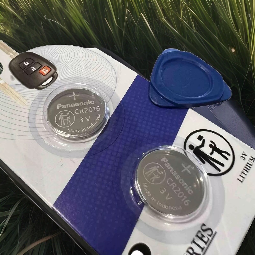 Panasonic CR2016 3V Lithium Batteries 2 Pack with Tools for Various Key Fobs