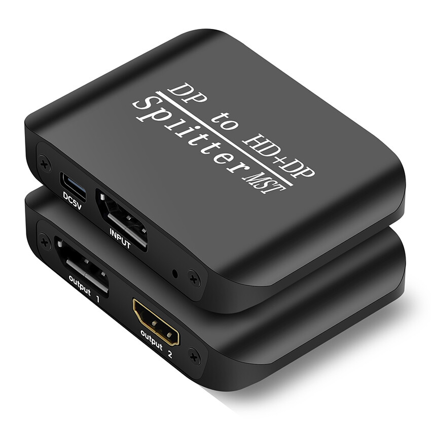 DP to DP + HDMI 2-in-1 Distributor MST Two screen Separate Display Connection