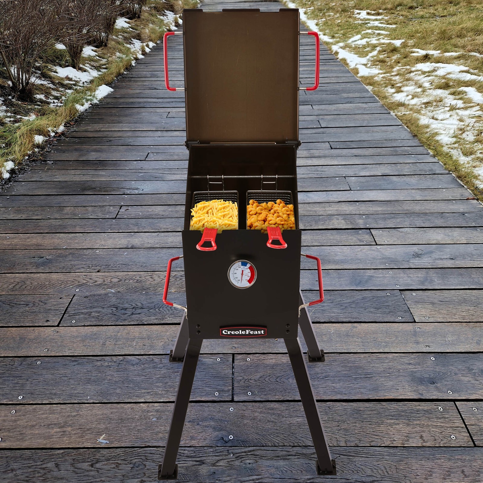 Creole Feast DF02B Outdoor Propane Deep Fryer, 17 Qt. 54,000 BTU Output, Black