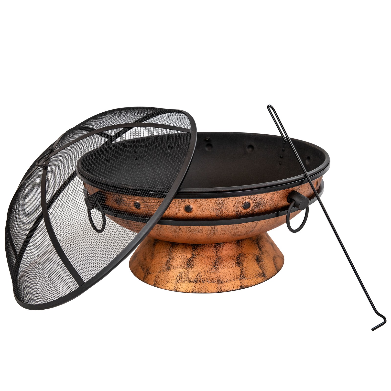 30 in Raised Outdoor Fire Pit Bowl with Spark Screen - Copper by Sunnydaze