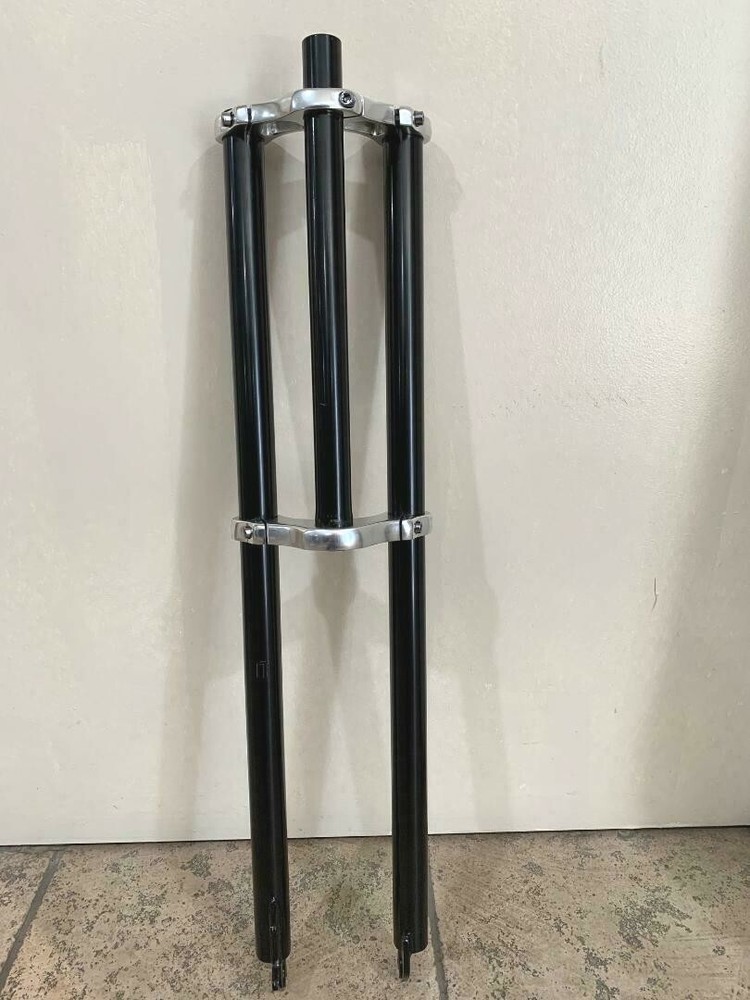 Bicycle 1-1/8" Threadless Triple Tree Fork 30" long DISC Tab Chrome/Black Bikes