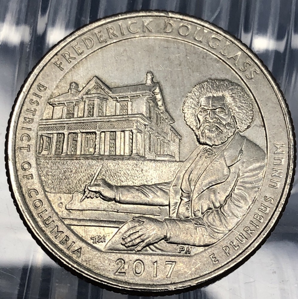 2017-P Frederick Douglas DC Quarter | Mint Error | REV-Die Chip Face/ Jacket