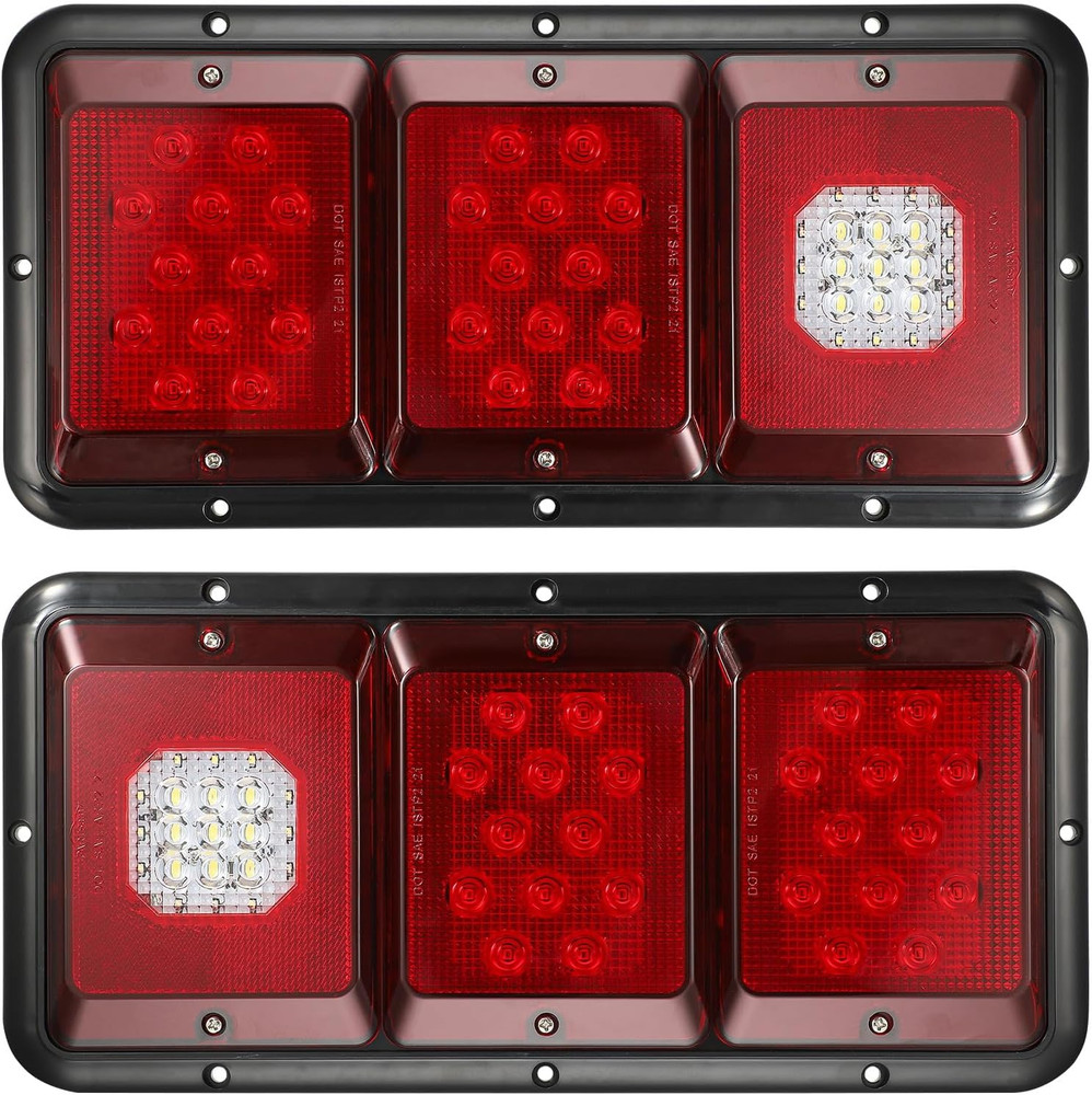 LED Tail Lights Rectangle Vertical Trailer Camper RV Tail Lights Stop Turn
