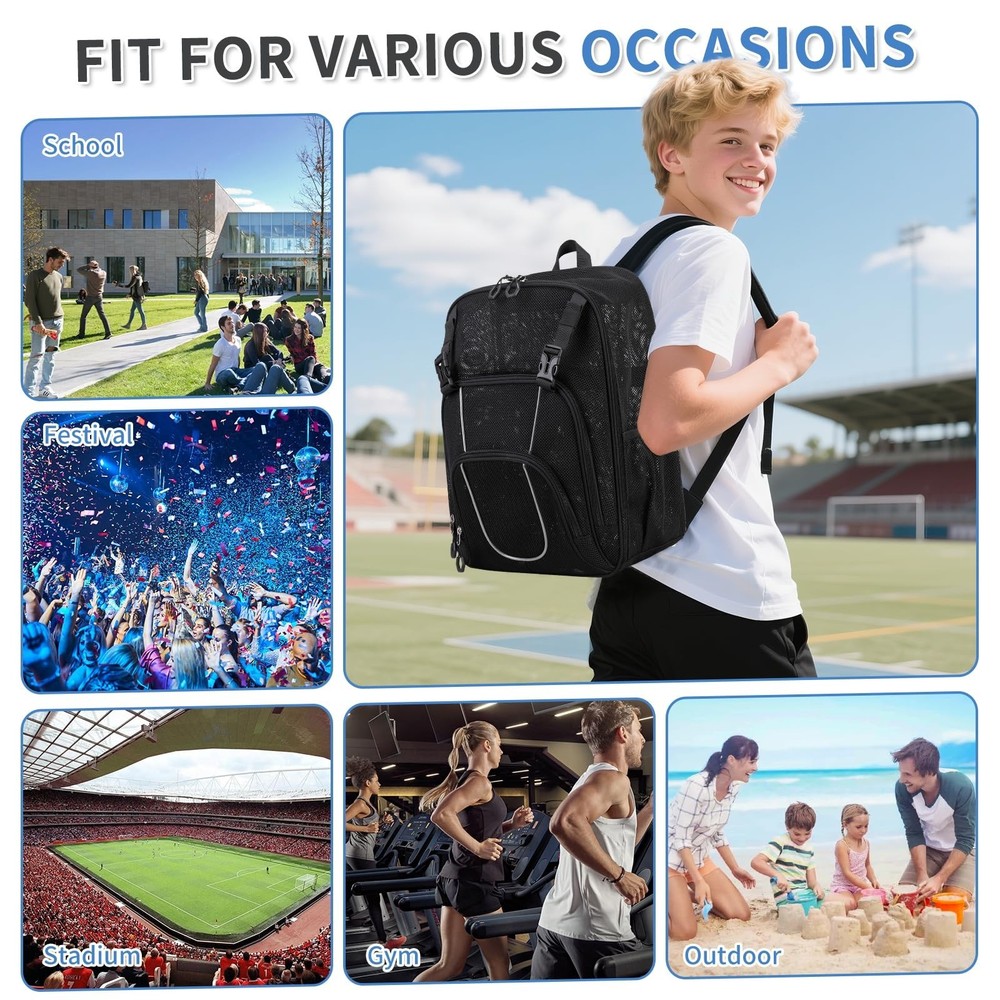 Mesh Backpack Heavy Duty See Through Transparent Backpack for School Large Ca...