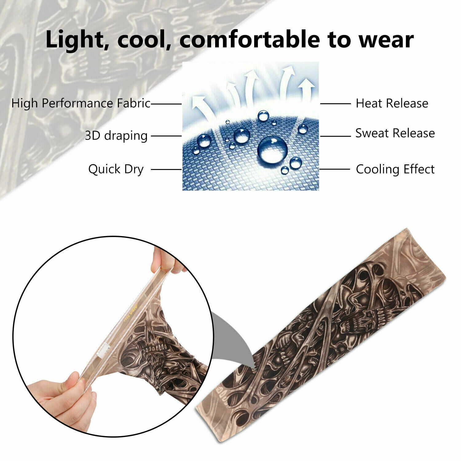10PCS Tattoo Cooling Arm Sleeves Cover Outdoor Sport Summer UV Sun Protection US