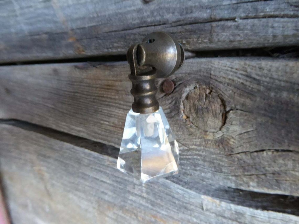 Antique Brass Drawer Pulls Handles Teardrop Glass Kitchen Cabinet Knobs Vintage