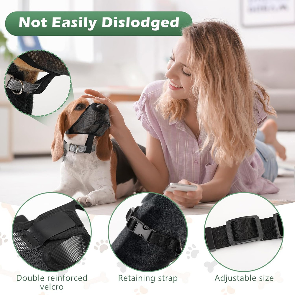 Dog Muzzle for Small Medium Large Sized Dogs, Adjustable Basket Muzzle for Dogs