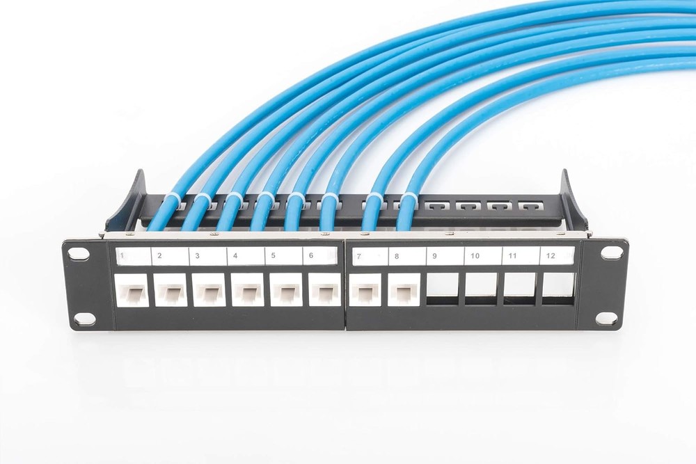 DIGITUS Patch Panel Modular - 12 Ports - 10-inch Rack Mount 1U - Keystone Module