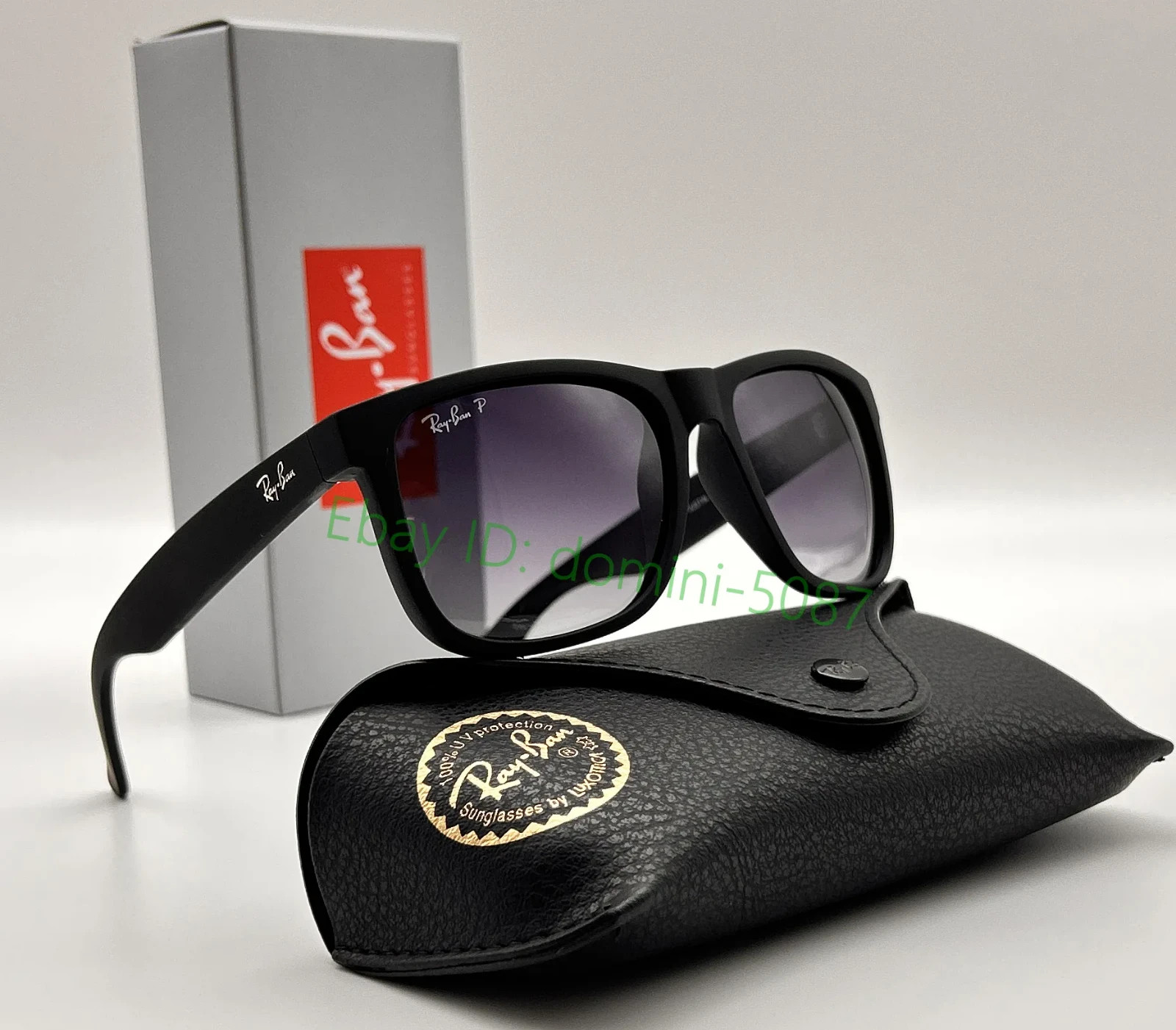 Ray-Ban RB4165 Justin Polarized Sunglasses 54mm Matte Black Grey Lens UV400 Men