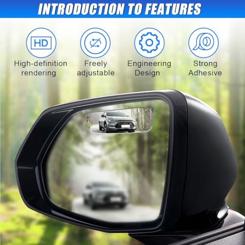 2PCS Rectangle Blind Spot Mirror for Car, Frameless Adjustable 049/Frameless