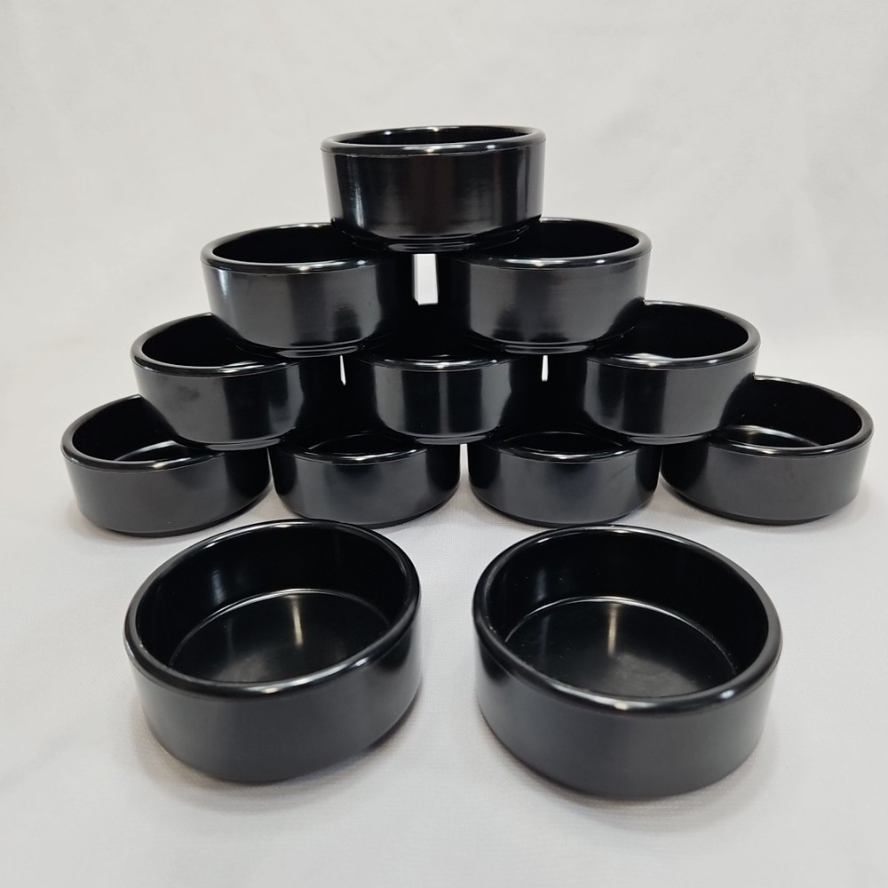 Gessner #0372 Melamine Straight Side Ramekin 2 oz Stackable Black 12 Pcs 1 Dz