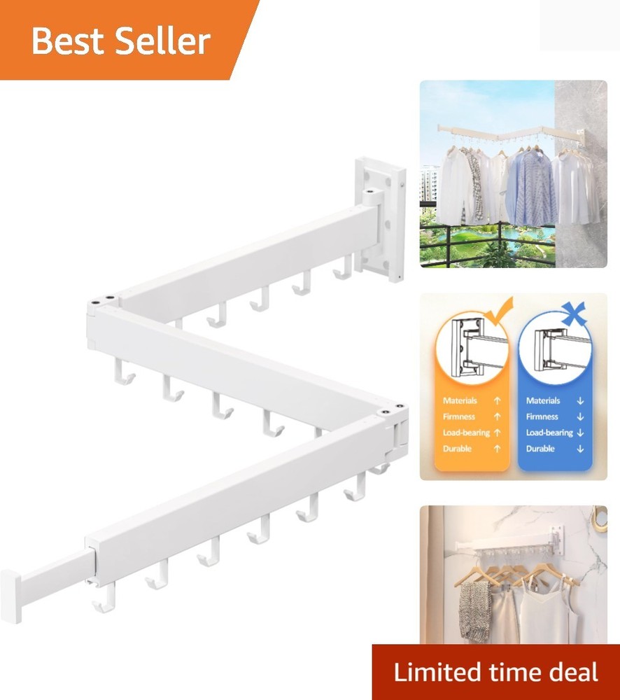 Tri-Fold Retractable Laundry Drying Rack - 220 lbs Capacity & Rust-Resistant
