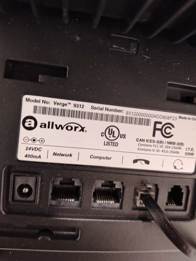 UNTESTED Allworx Verge 9312 MISSING POWER CORD