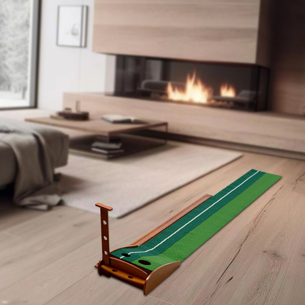 Indoor Golf Putting Green Practice Mat Exerciser W/Auto Ball Return Training Aid