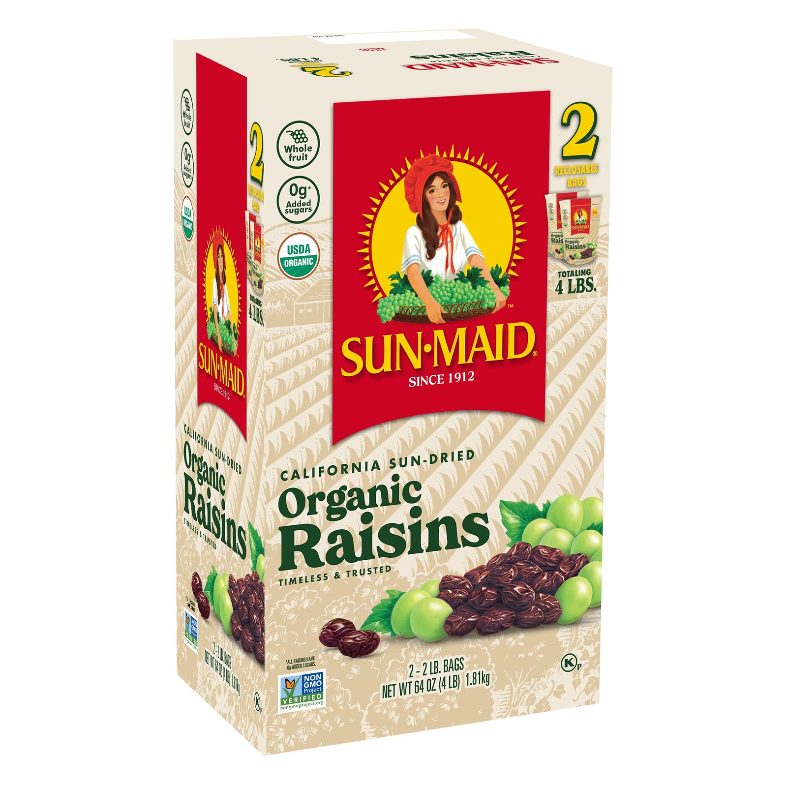 Sun-Maid | Organic Califorina Raisins | 32 Ounce Resealable Bag (Pack Of 2) - 64