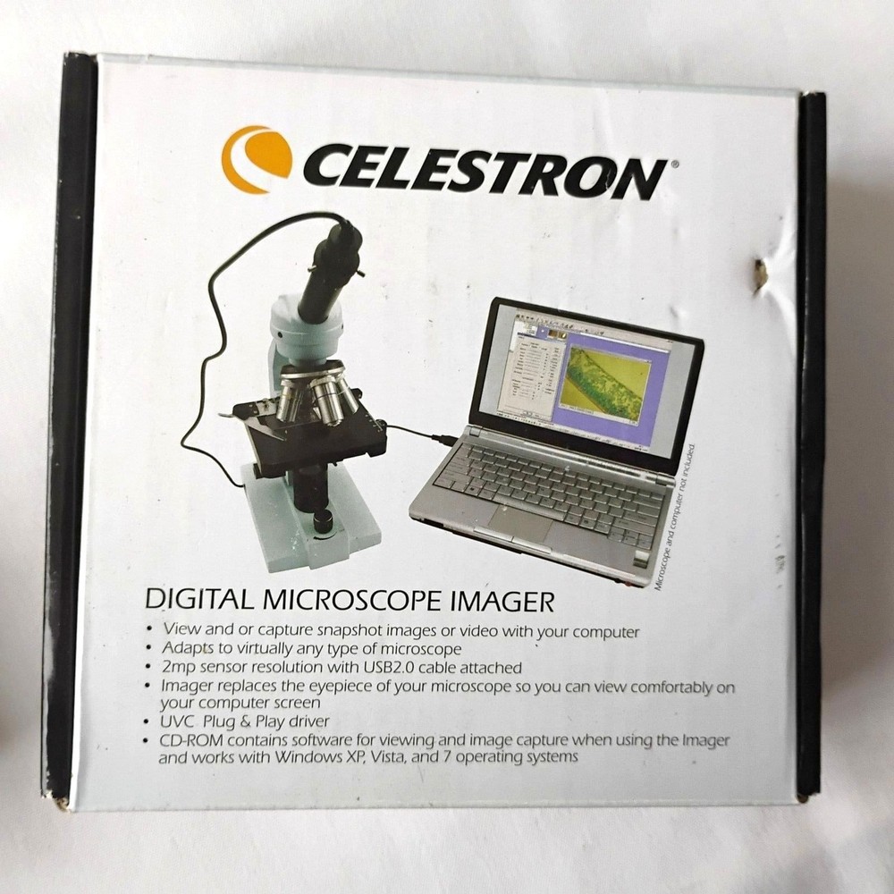 OMAX Microscope, Celestron Digital Imager, and accessories