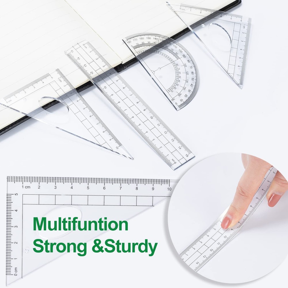 10PCS Geometry Math Kit Set Ruler Compass Protractor Pencil School Supply Box