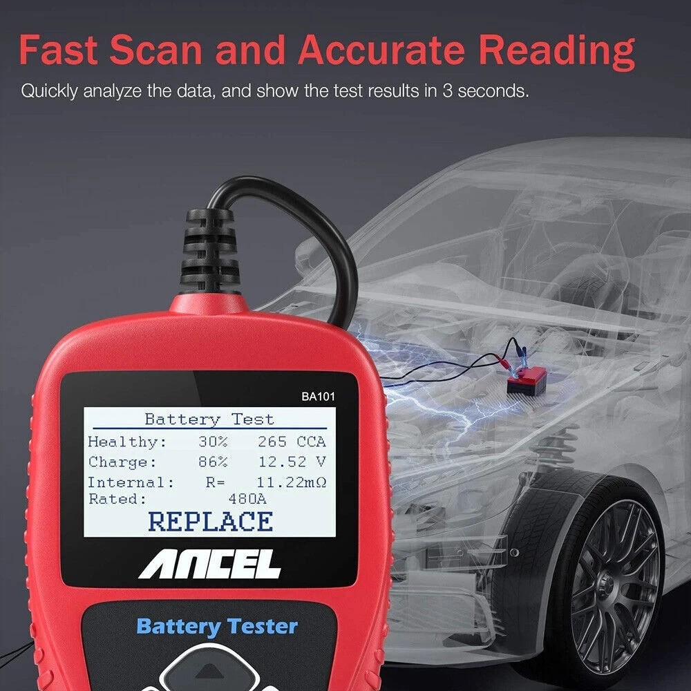 ANCEL BA101 12V 100-2000 CCA Car Load Battery Tester Tool Digital Analyzer