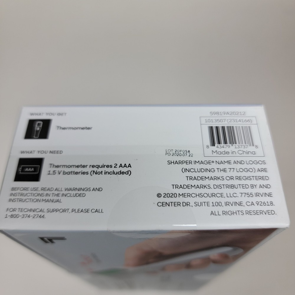 Sharper Image High Precision Touchless Thermometer - White - Digital Display NEW