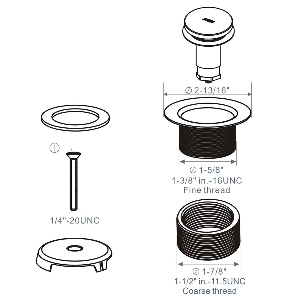 Black Tub Drain Tip-Toe Trim Set Conversion Kit Assembly, Hidrop