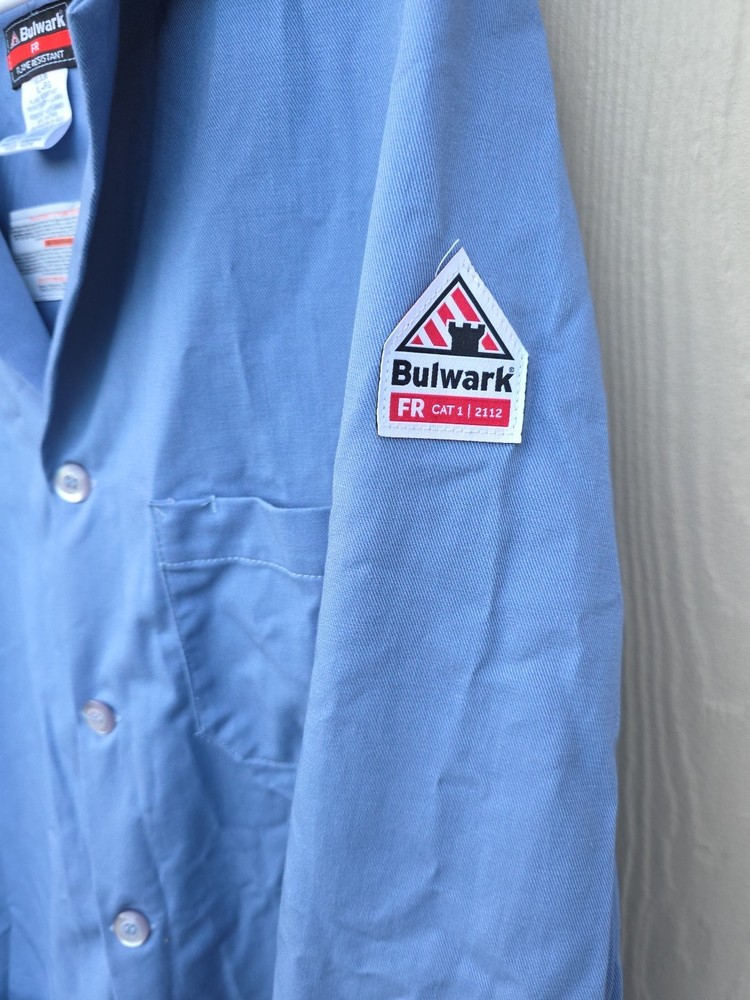 Bulwark FR Concealed Snap-Front Lab Coat Flame Resistant Light Blue XXL-REGULAR